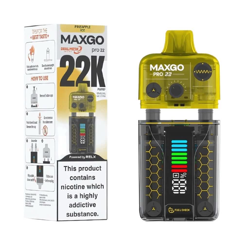 Relx Maxgo Pro 22000 Disposable Device - 20MG - Eliquid Base - Pineapple Ice