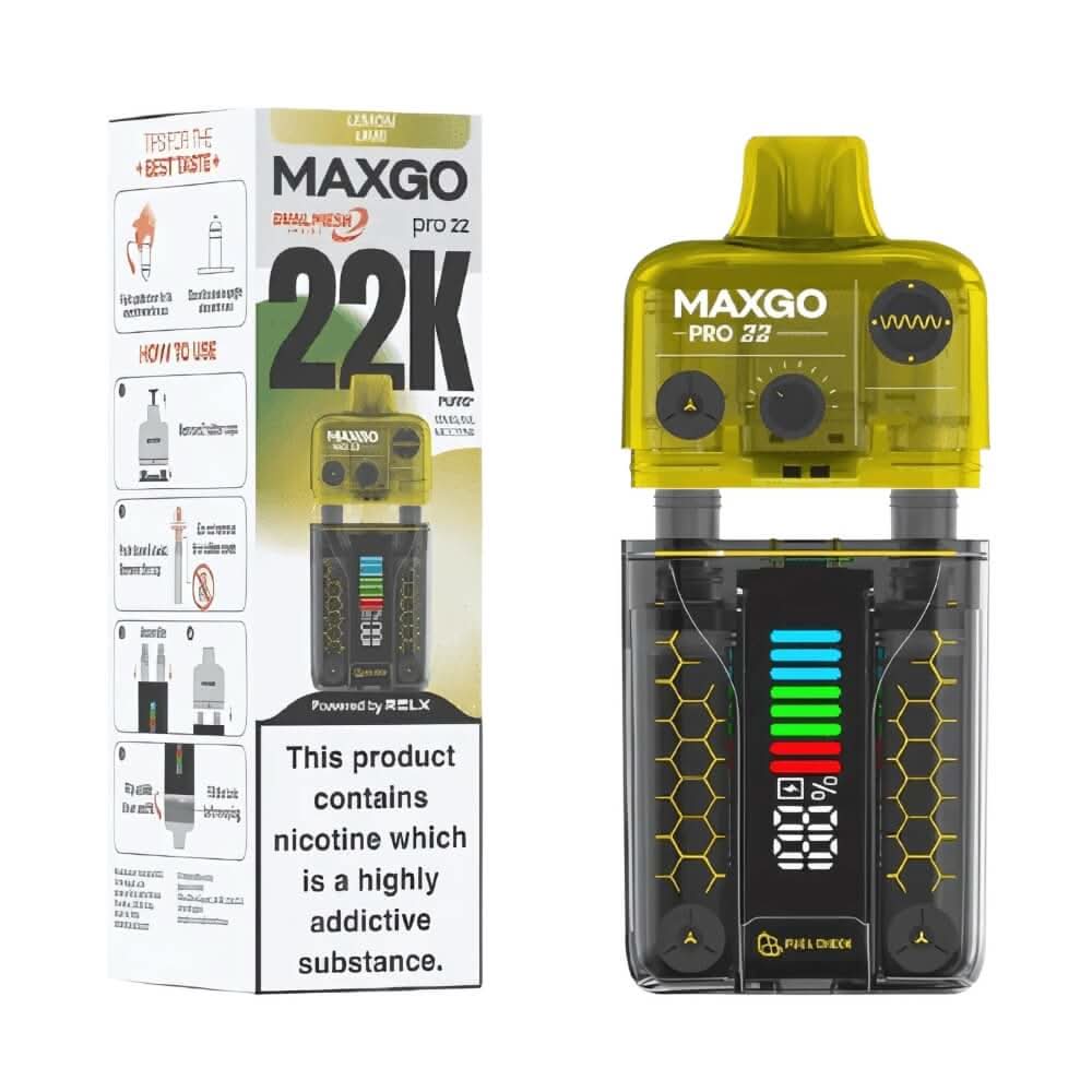 Relx Maxgo Pro 22000 Disposable Device - 20MG Pack of 5 - Eliquid Base - Lemon Lime