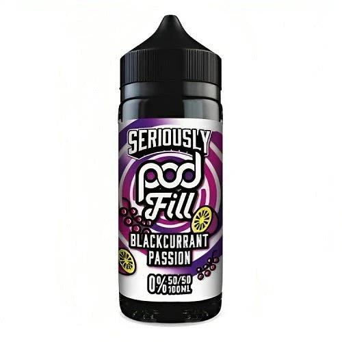 Vape juice bottle with 'Seriously Pod Fill' label on a white background