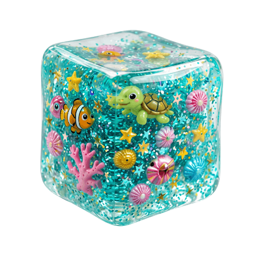 Squishy Life Cubes Ocean - Themed Stretchy Sensory Fidget Cube Toy with Floating Sea Life - Vapewholesalesupplier