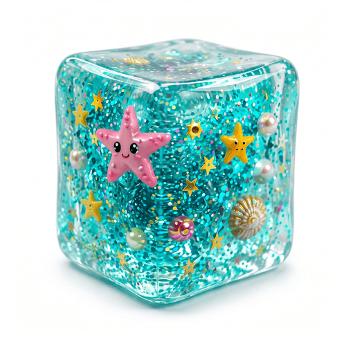 Squishy Life Cubes Ocean - Themed Stretchy Sensory Fidget Cube Toy with Floating Sea Life - Vapewholesalesupplier