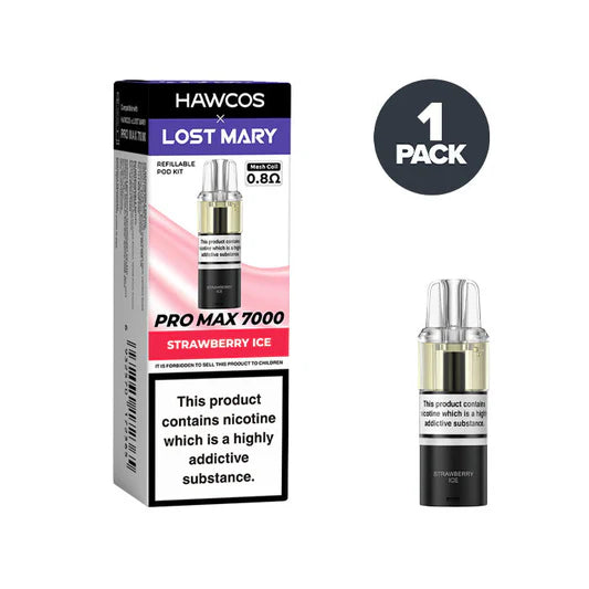 Lost Mary Pro Max 7000 Strawberry Ice vape kit packaging on a white background