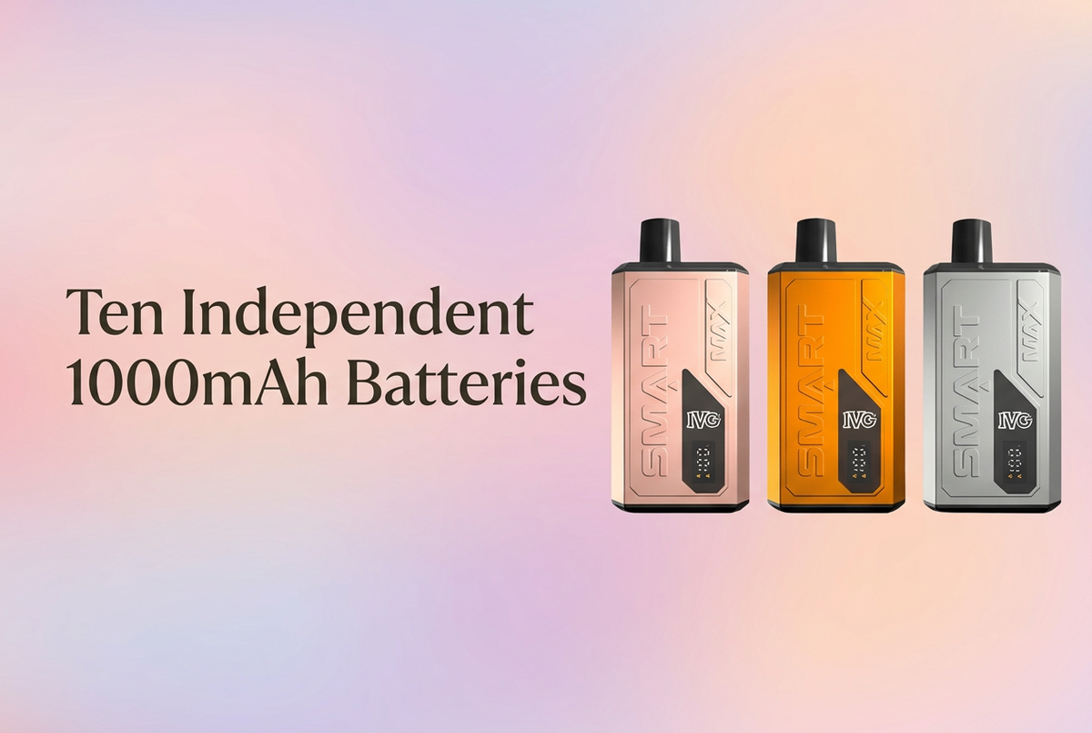 Ten Independent 1000mAh Batteries