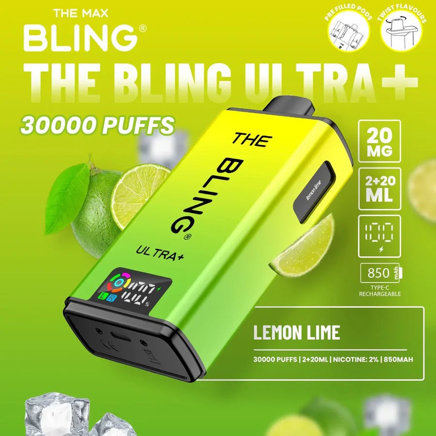 The Bling Ultra Plus 30K Prefilled Vape Kit - Eliquid Base - Lemon Lime