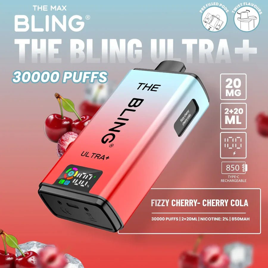 The Bling Ultra Plus 30K Prefilled Vape Kit - Eliquid Base - Fizzy Cherry / Cherry Cola