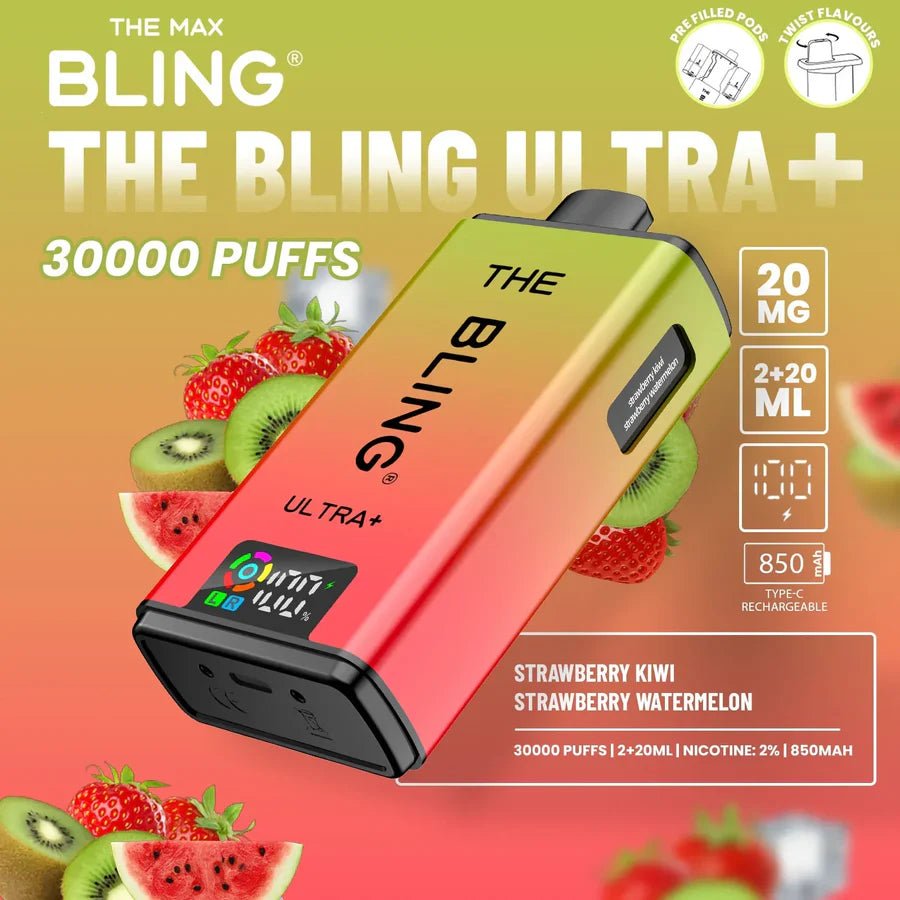 The Bling Ultra Plus 30K Prefilled Vape Kit - Eliquid Base - Strawberry Kiwi / Strawberry Watermelon