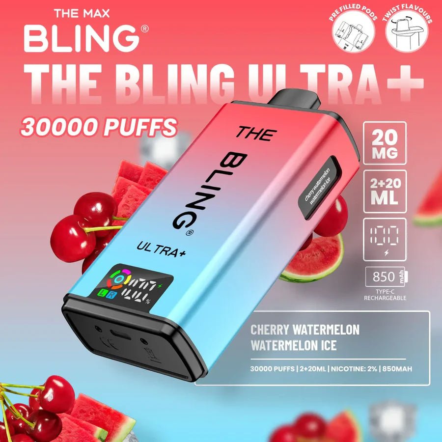 The Bling Ultra Plus 30K Prefilled Vape Kit - Eliquid Base - Cherry Watermelon / Watermelon Ice