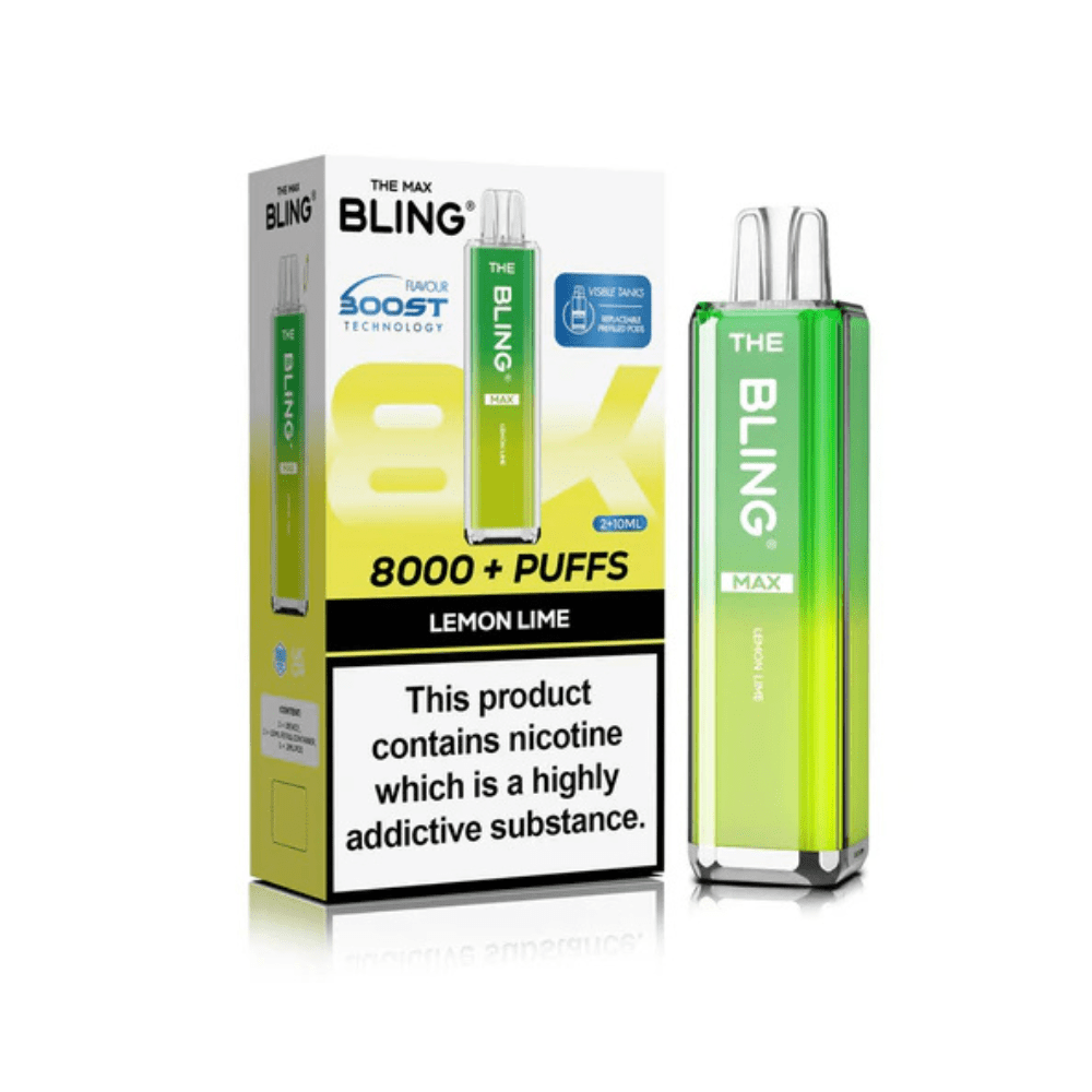 The Crystal Bling Max 8000 Prefilled Pod Kit - Eliquid Base - Lemon Lime