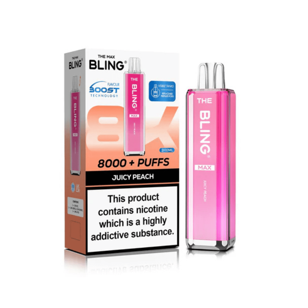 The Crystal Bling Max 8000 Prefilled Pod Kit - Eliquid Base - Juicy Peach