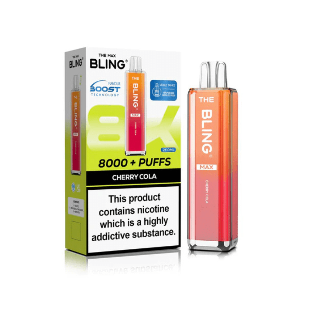 The Crystal Bling Max 8000 Prefilled Pod Kit - Eliquid Base - Cherry Cola
