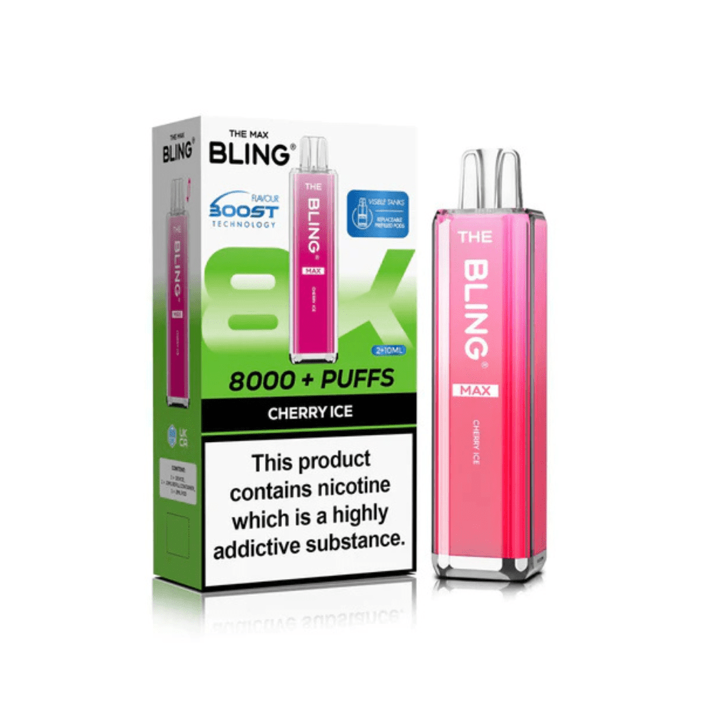 The Crystal Bling Max 8000 Prefilled Pod Kit - Eliquid Base - Cherry Ice