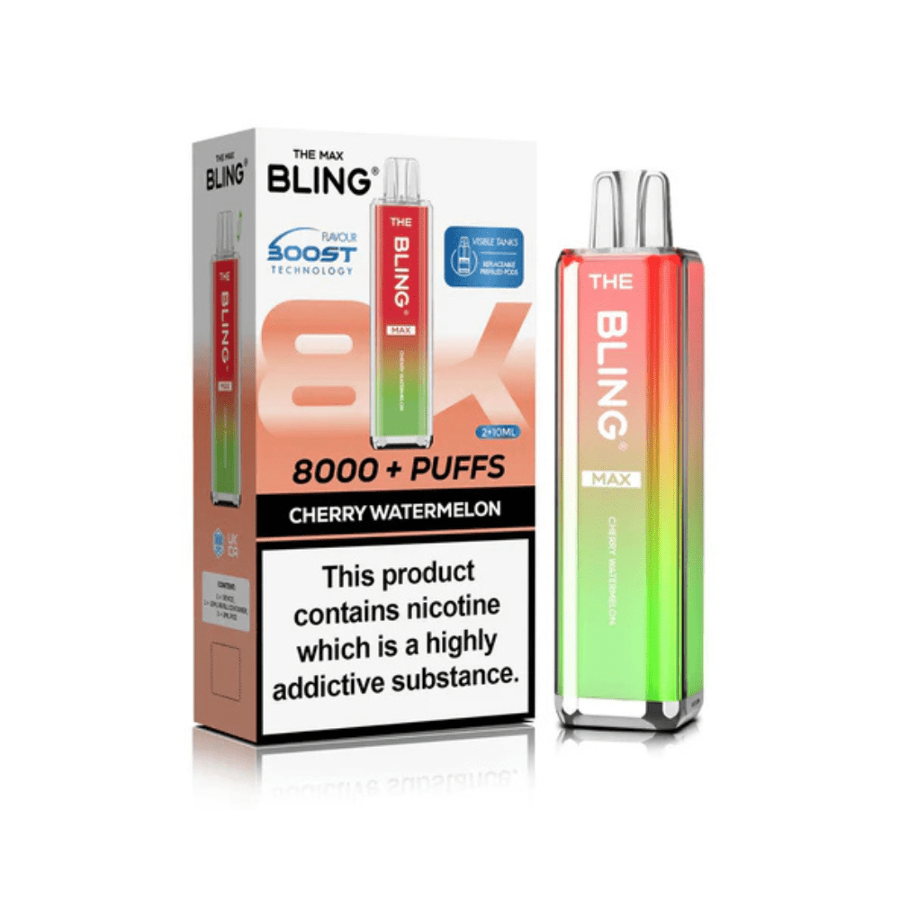 The Crystal Bling Max 8000 Prefilled Pod Kit - Eliquid Base - Cherry Watermelon