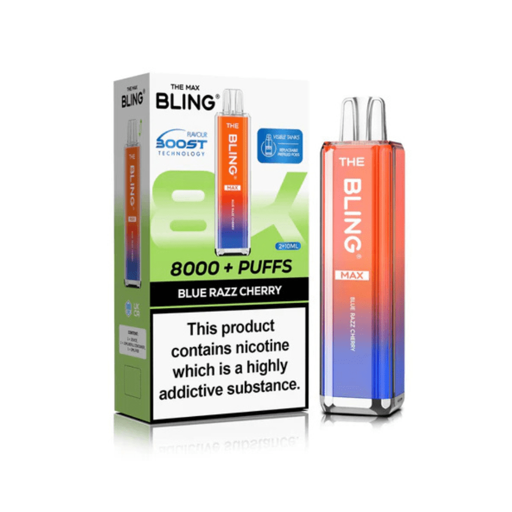 The Crystal Bling Max 8000 Prefilled Pod Kit - Eliquid Base - Blue Razz Cherry