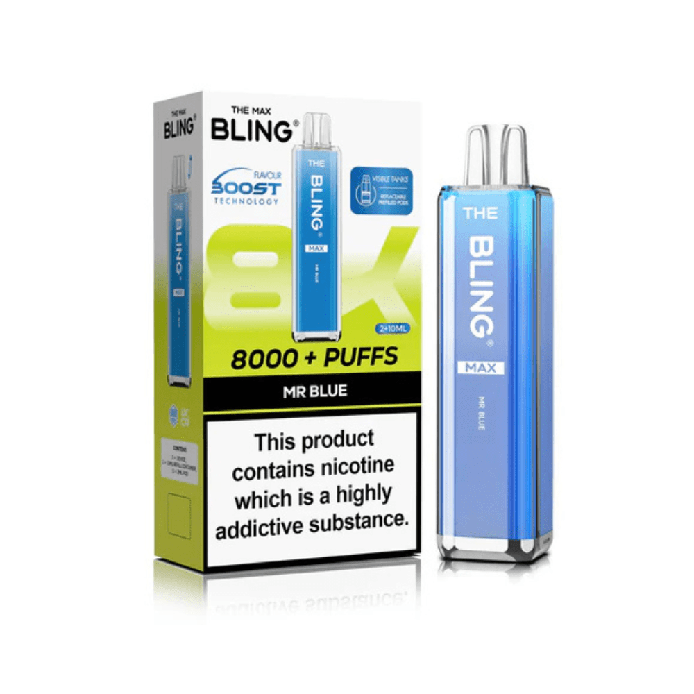 The Crystal Bling Max 8000 Prefilled Pod Kit - Eliquid Base - Mr Blue