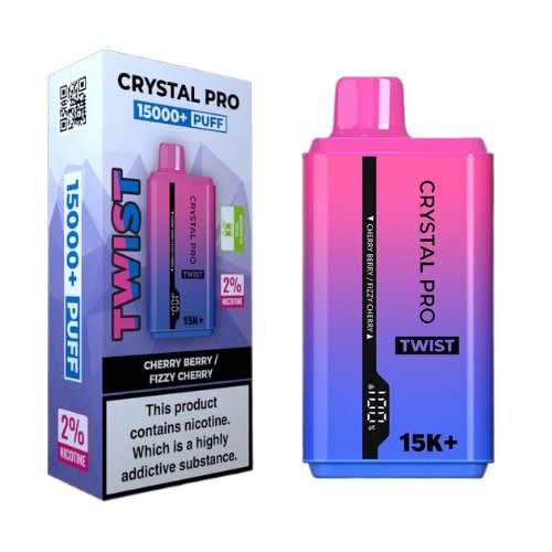 The Crystal Pro Twist 15000+ Puff Disposable Vape Device - Cherry Berry/ Fizzy Cherry