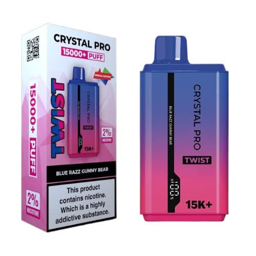 The Crystal Pro Twist 15000+ Puff Disposable Vape Device - Blue Razz Gummy Bear