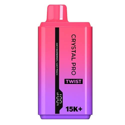 The Crystal Pro Twist 15000+ Puff Disposable Vape Device - Juicy Raspberries / Juicy Peach
