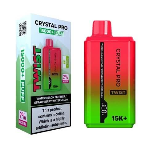 The Crystal Pro Twist 15000+ Puff Disposable Vape Device - Watermelon Skittles / Strawberry Watermelon