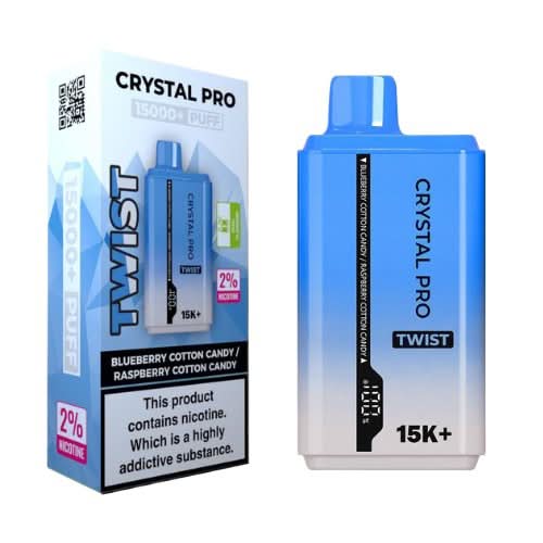 The Crystal Pro Twist 15000+ Puff Disposable Vape Device  - Blueberry Cotton Candy/ Raspberry Cotton Candy
