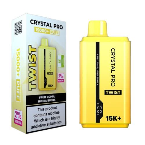 The Crystal Pro Twist 15000+ Puff Disposable Vape Device - Fruitbomb/ Hubba Hubba