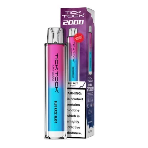 Tick Tock Mini 2000 Puffs Disposable Vape Device - 20MG - Eliquid Base - Blue Razz Blast