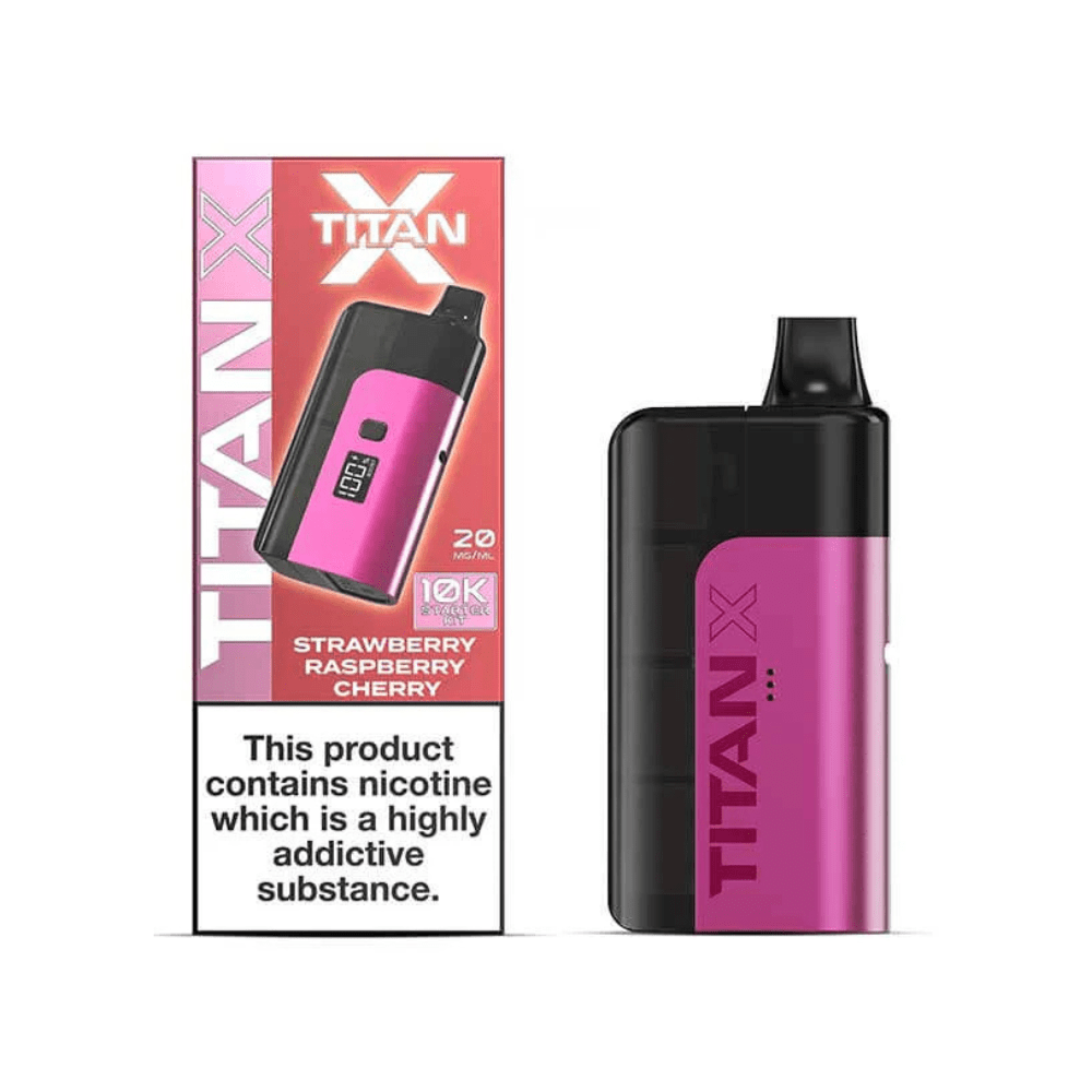 Titan X Prefilled Pod Vape Kit - Eliquid Base - Strawberry Raspberry Cherry
