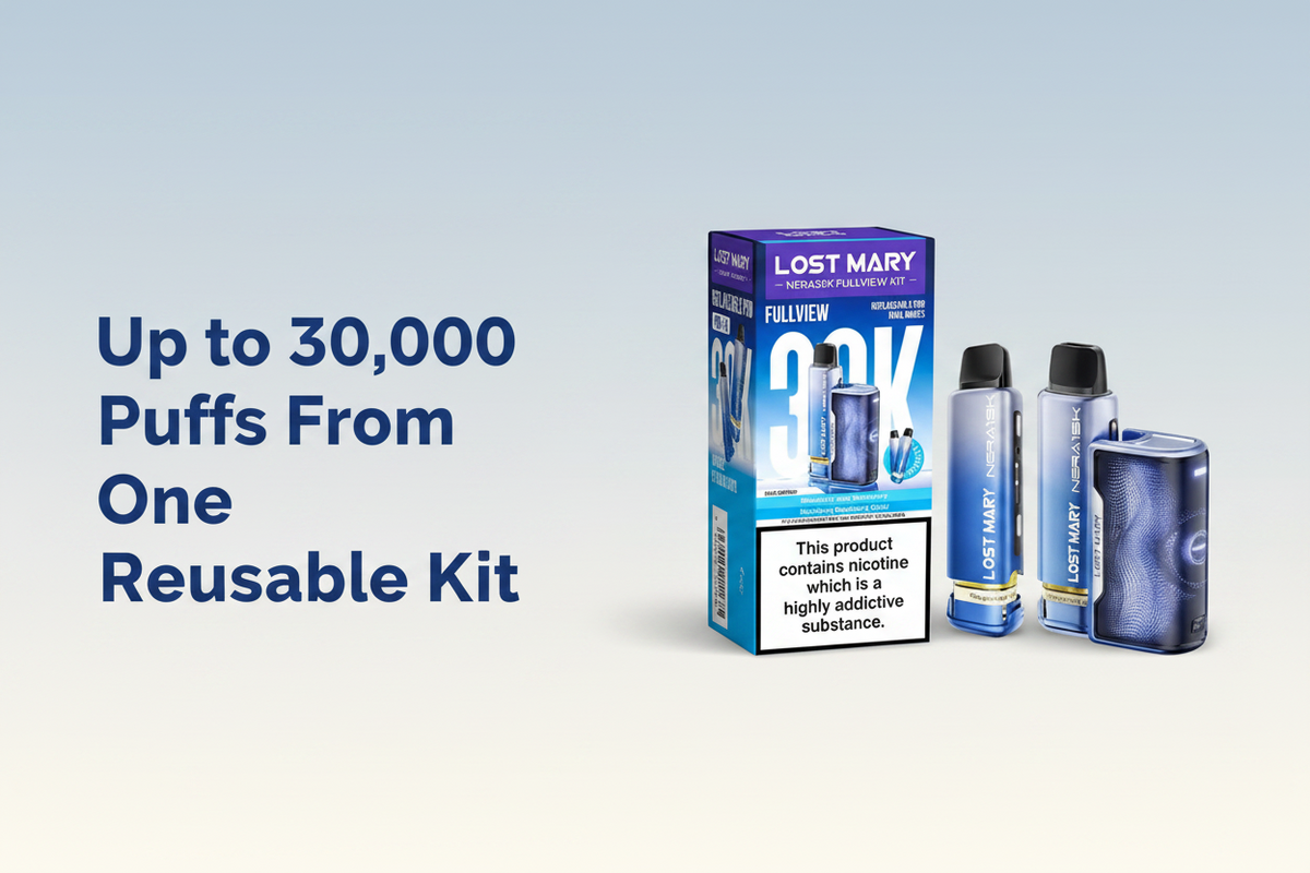 Up to 30,000 Puffs from One Reusable Kit