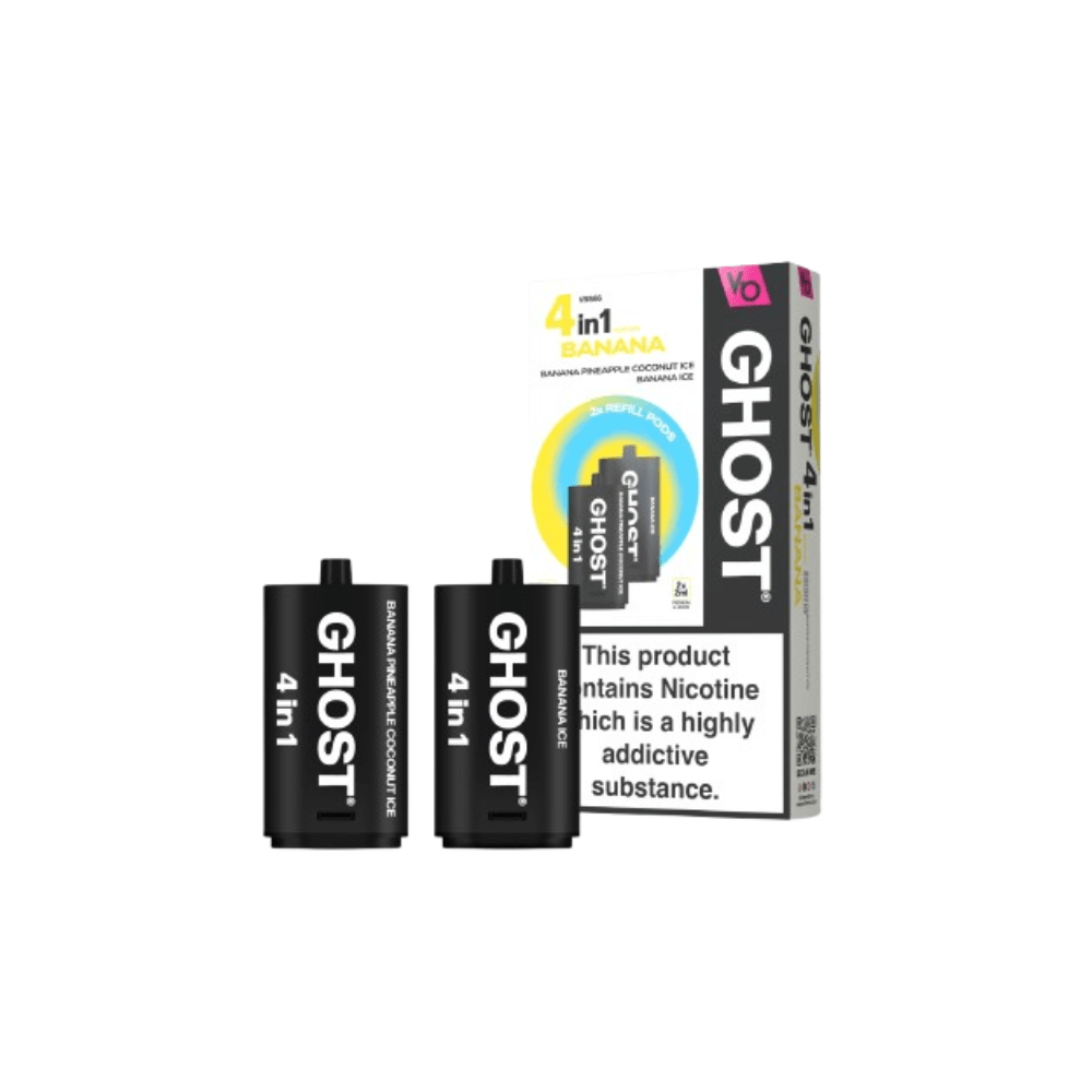 Vapes Bar Ghost 4 - in - 1 Refill Pods - Eliquid Base - Banana Edition
