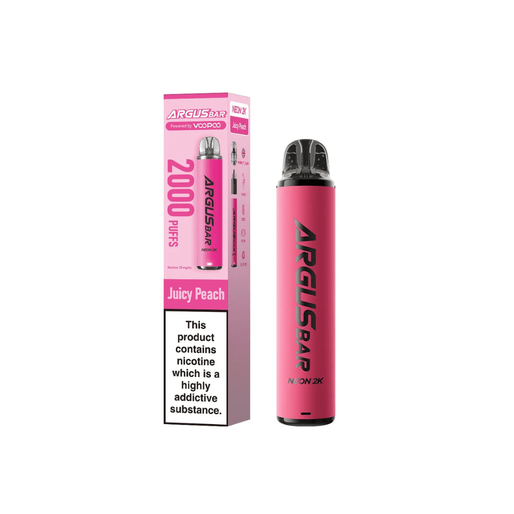 Voopoo Argus Bar Neon 2K Prefilled Pod Kit - Eliquid Base - Juicy Peach