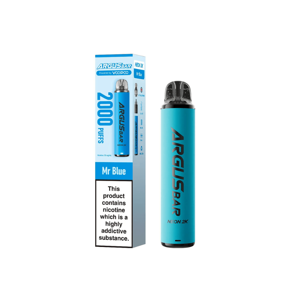 Voopoo Argus Bar Neon 2K Prefilled Pod Kit - Eliquid Base - Mr Blue