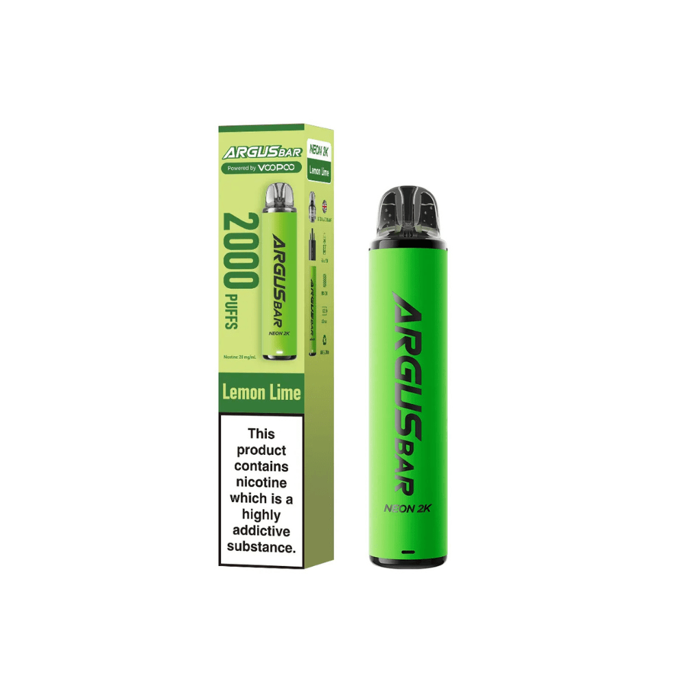 Voopoo Argus Bar Neon 2K Prefilled Pod Kit - Eliquid Base - Lemon Lime
