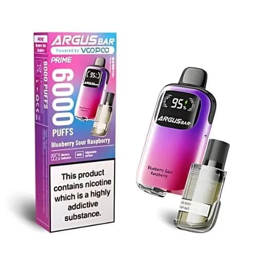VooPoo Argus Bar Prime 6000 Disposable Vape, Blueberry Sour Raspberry
