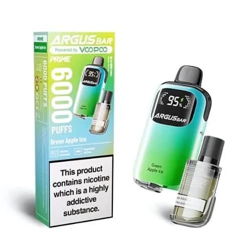 VooPoo Argus Bar Prime 6000 Disposable Vape, Green Apple Ice
