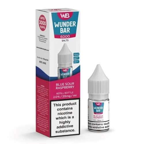 Wunder Bar 6000 Nic Salt 10ml E-Liquid  Pack of 5 ,Blue Sour Raspberry