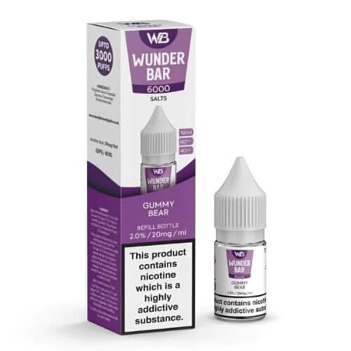 Wunder Bar 6000 Nic Salt 10ml E-Liquid  Pack of 5 ,Gummy Bear