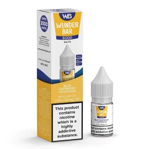 Wunder Bar 6000 Nic Salt 10ml E-Liquid  Pack of 5 ,Blue Raspberry Lemonade