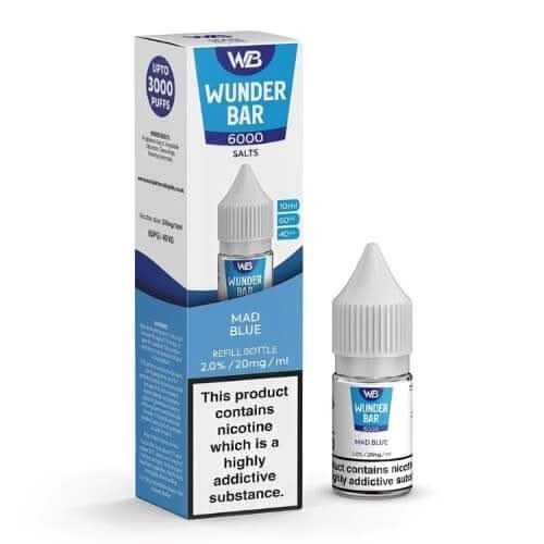 Wunder Bar 6000 Nic Salt 10ml E-Liquid  Pack of 5 ,  Mad Blue