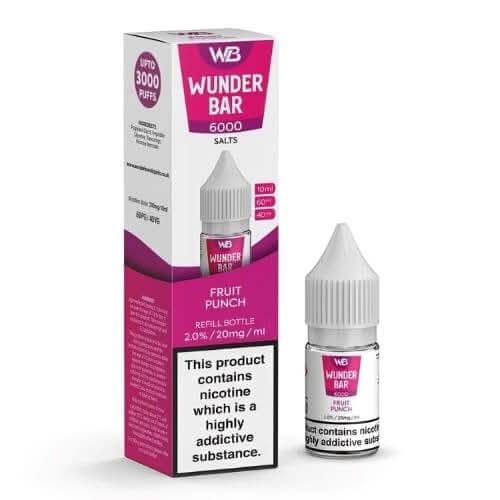 Wunder Bar 6000 Nic Salt 10ml E-Liquid  Pack of 5 , Fruit Punch