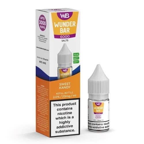 Wunder Bar 6000 Nic Salt 10ml E-Liquid  Pack of 5 ,Sweet kandy