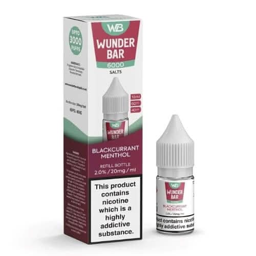 Wunder Bar 6000 Nic Salt 10ml E-Liquid  Pack of 5 , Blackcurrant menthol