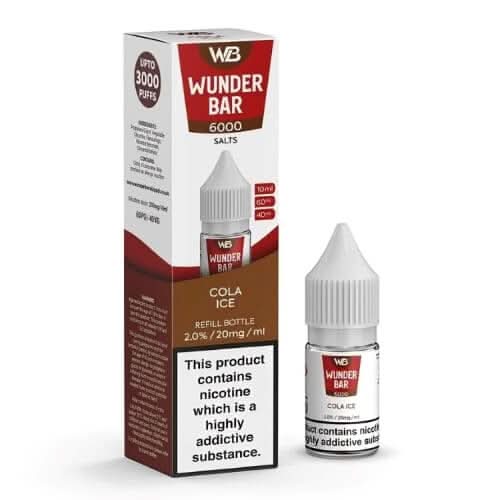 Wunder Bar 6000 Nic Salt 10ml E-Liquid  Pack of 5 , Cola Ice