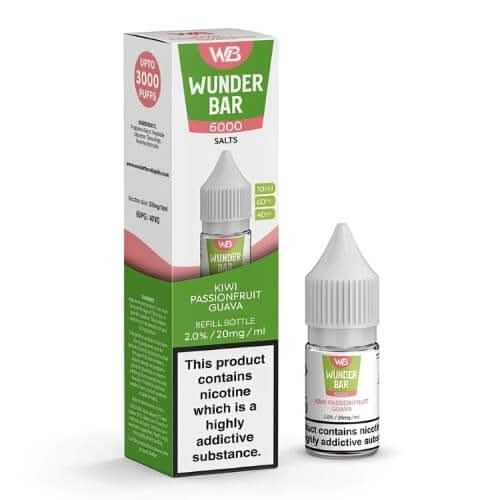 Wunder Bar 6000 Nic Salt 10ml E-Liquid  Pack of 5 , Kiwi Passionfruit Guava