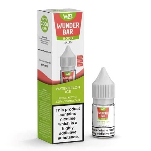 Wunder Bar 6000 Nic Salt 10ml E-Liquid  Pack of 5 ,Watermelon Ice