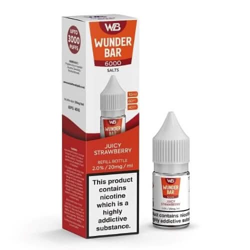 Wunder Bar 6000 Nic Salt 10ml E-Liquid   Pack of 5 ,  Juicy Strawberry