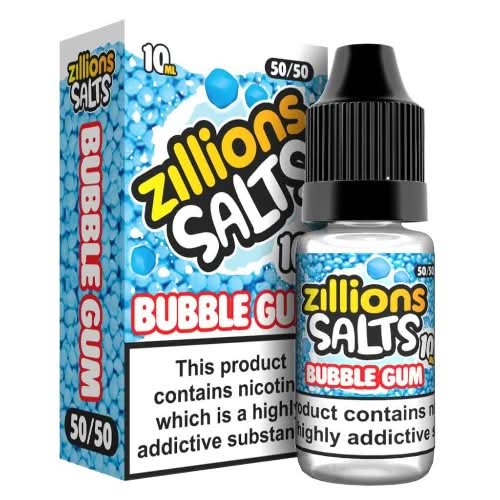 Zillion Salts 10ml Nic Salt E - Liquid - Pack of 5 - Eliquid Base - Bubble Gum