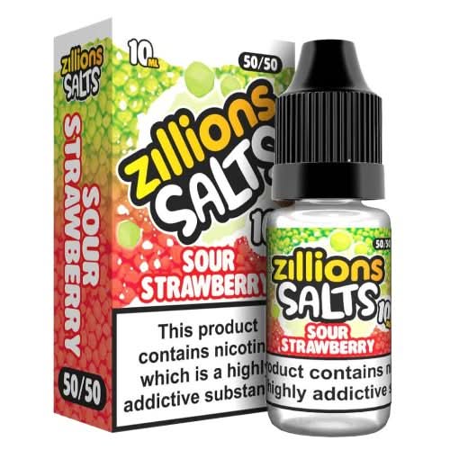 Zillion Salts 10ml Nic Salt E - Liquid - Pack of 5 - Eliquid Base - Sour Strawberry