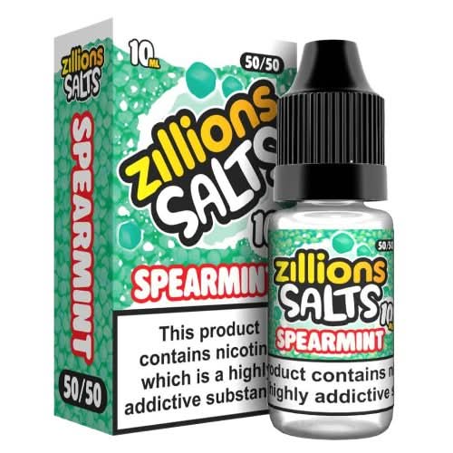 Zillion Salts 10ml Nic Salt E - Liquid - Pack of 5 - Eliquid Base - Spearmint