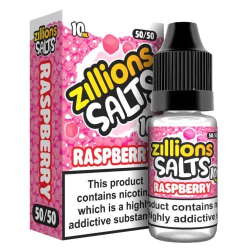 Zillion Salts 10ml Nic Salt E - Liquid - Pack of 5 - Eliquid Base - Raspberry