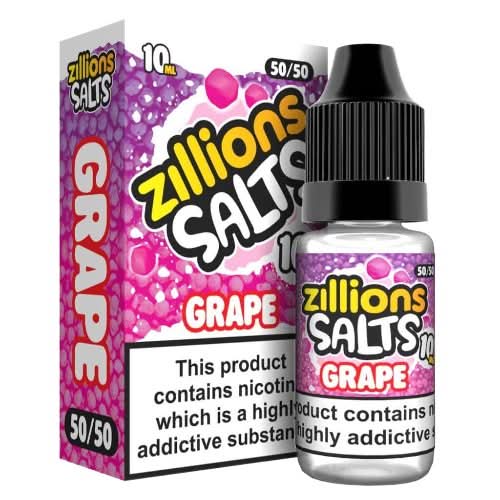 Zillion Salts 10ml Nic Salt E - Liquid - Pack of 5 - Eliquid Base - Grape