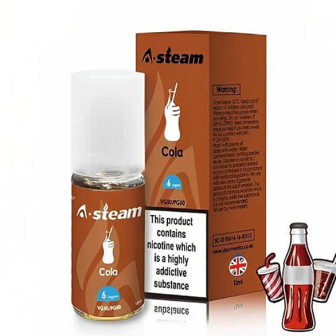 A-Steam 10ml E-Liquid - Pack of 10 - Eliquid Base-Cola